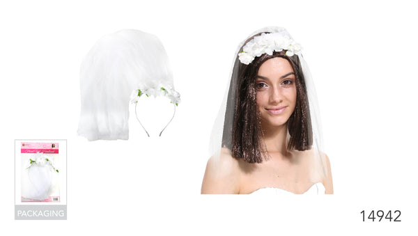 Floral headband with veil